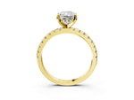 Radiant Cut Diamond Hidden Halo Solitaire Ring in Yellow gold with Round Pavé Band and Prong Setting_51