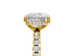 Radiant Cut Diamond Hidden Halo Solitaire Ring in Yellow gold with Round Pavé Band and Prong Setting_53