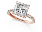 Radiant Cut Diamond Pavé Band Solitaire Ring in Rose gold with Round Accents_25