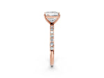 Radiant Cut Diamond Pavé Band Solitaire Ring in Rose gold with Round Accents_26