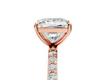 Radiant Cut Diamond Pavé Band Solitaire Ring in Rose gold with Round Accents_29
