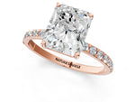 Radiant Cut Diamond Pavé Band Solitaire Ring in Rose gold with Round Accents_37