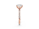 Radiant Cut Diamond Pavé Band Solitaire Ring in Rose gold with Round Accents_38