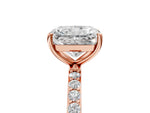 Radiant Cut Diamond Pavé Band Solitaire Ring in Rose gold with Round Accents_41