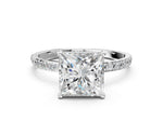 Radiant Cut Diamond Pavé Band Solitaire Ring in White gold with Round Accents_24