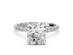 Radiant Cut Diamond Pavé Band Solitaire Ring in White gold with Round Accents_36