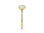 Radiant Cut Diamond Pavé Band Solitaire Ring in Yellow gold with Round Accents_38