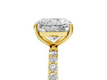 Radiant Cut Diamond Pavé Band Solitaire Ring in Yellow gold with Round Accents_41