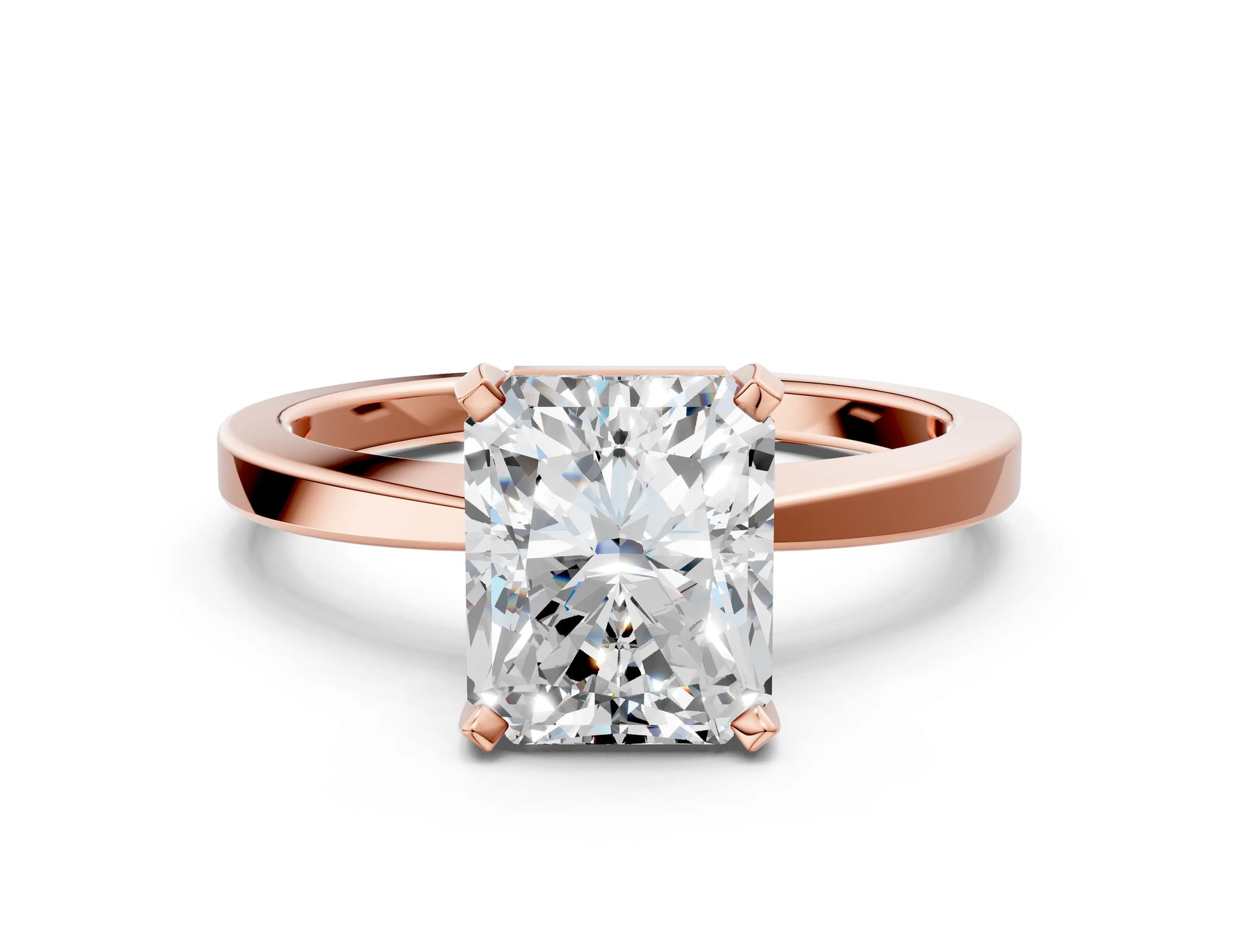 Radiant Cut Diamond Solitaire Engagement Ring in Rose gold with Prong Setting_12