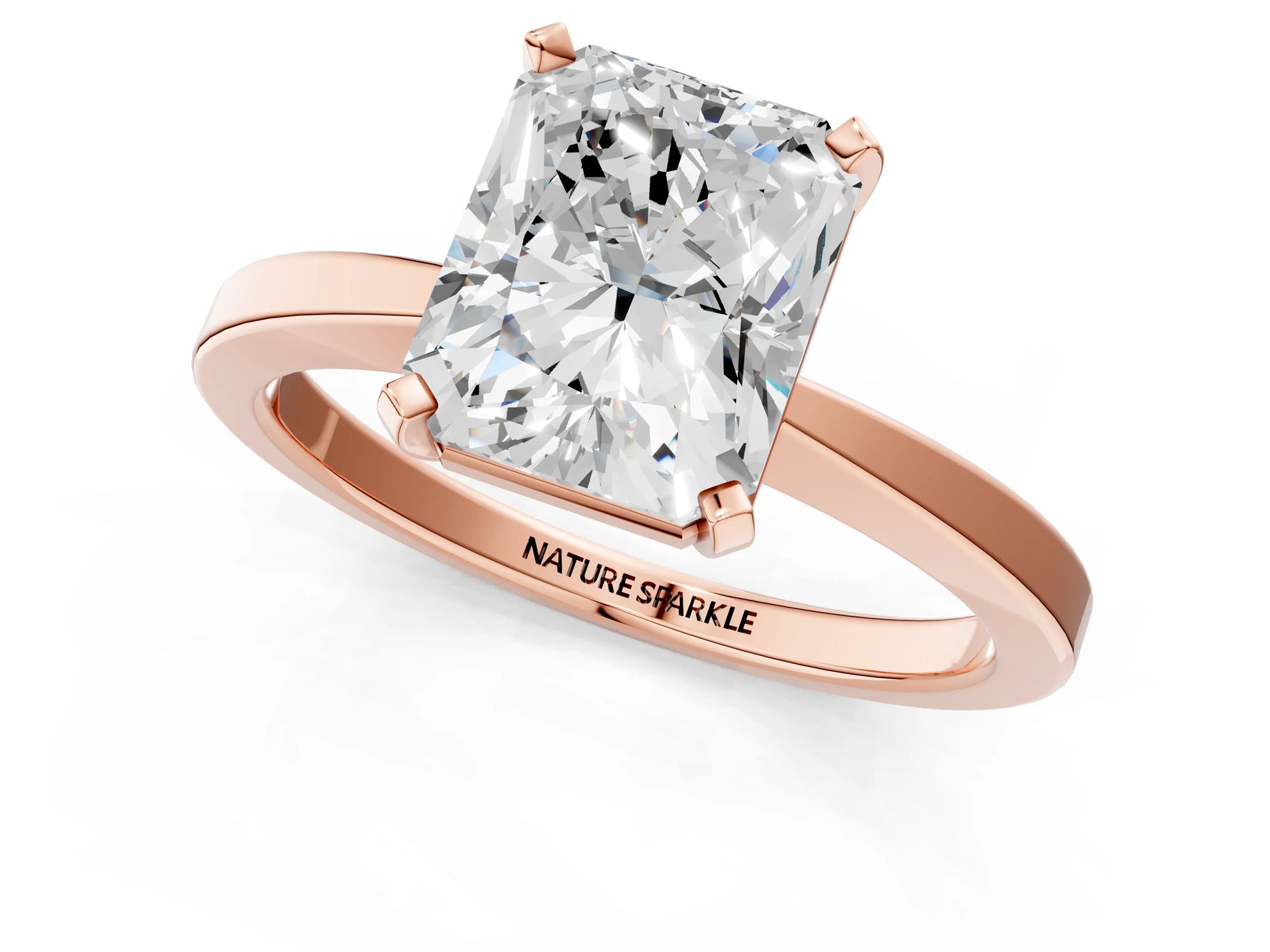 Radiant Cut Diamond Solitaire Engagement Ring in Rose gold with Prong Setting_13