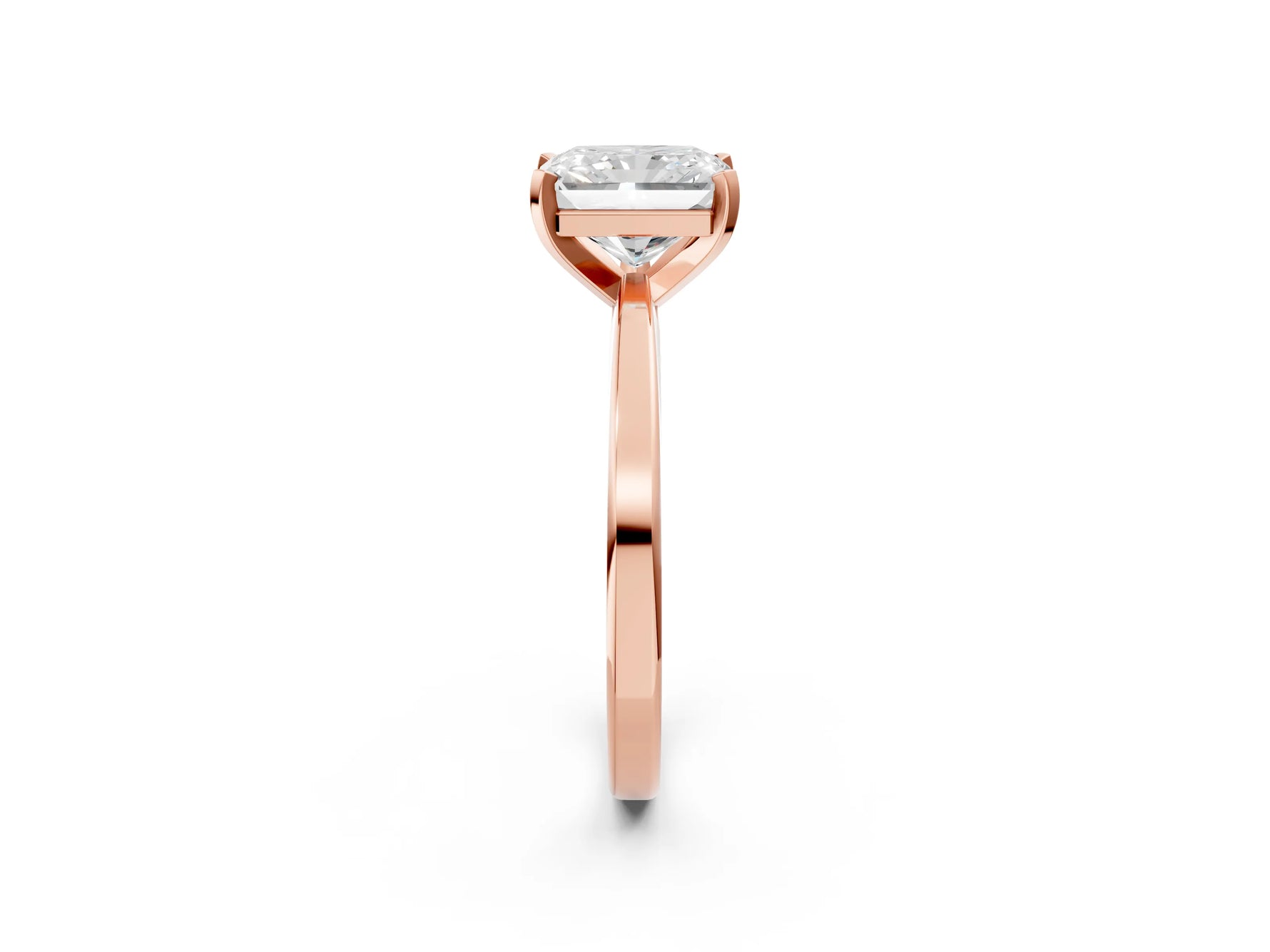Radiant Cut Diamond Solitaire Engagement Ring in Rose gold with Prong Setting_14