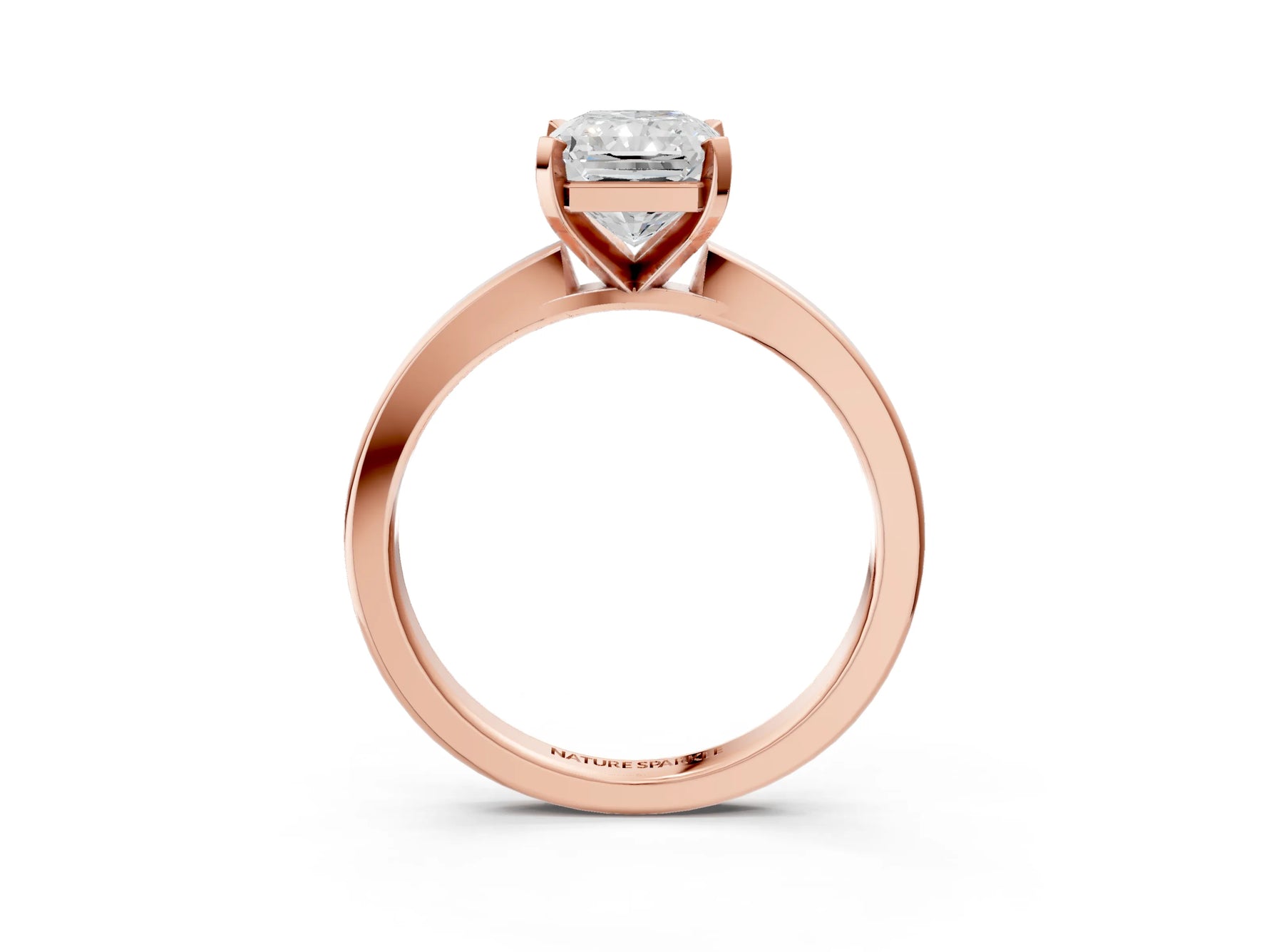 Radiant Cut Diamond Solitaire Engagement Ring in Rose gold with Prong Setting_15