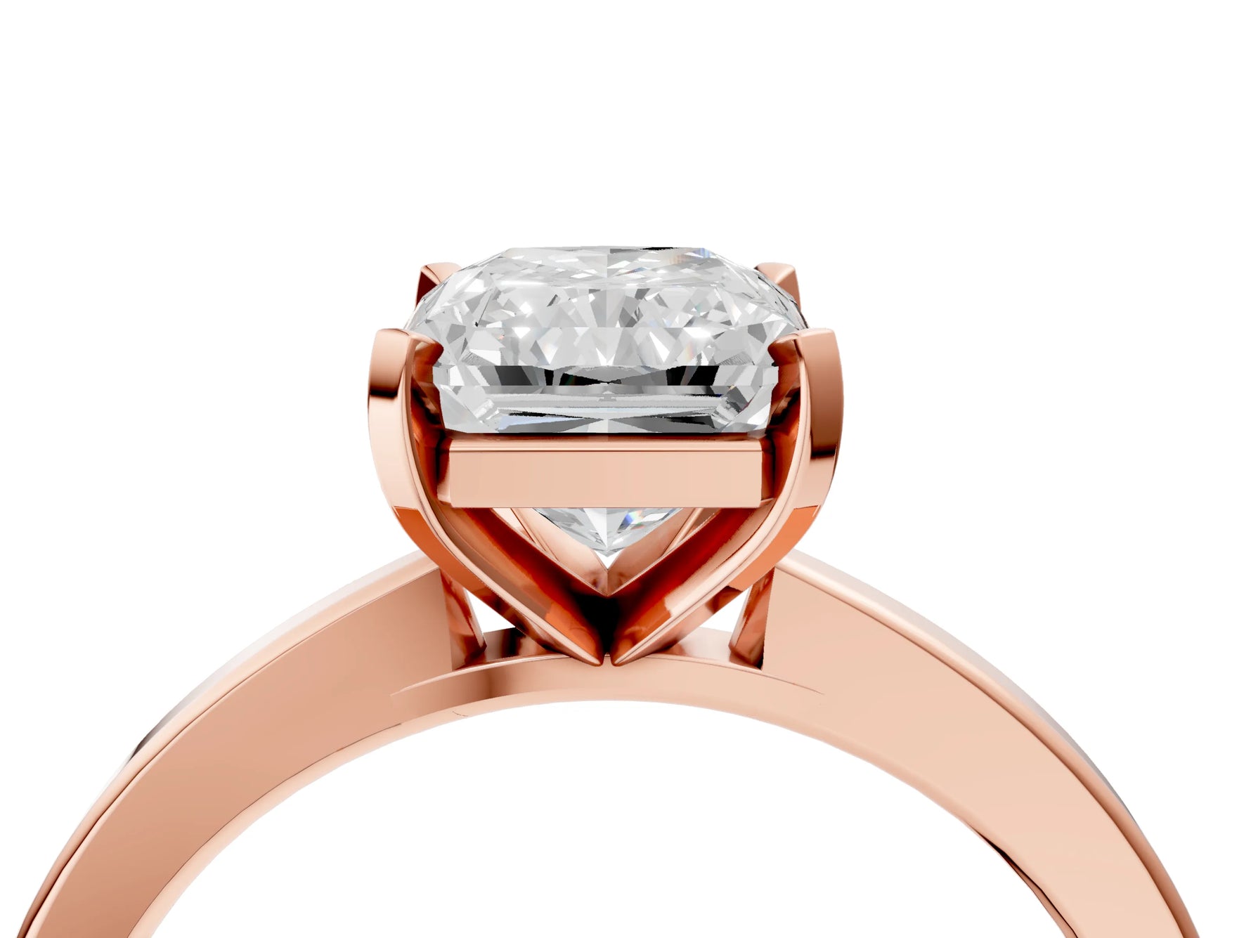 Radiant Cut Diamond Solitaire Engagement Ring in Rose gold with Prong Setting_16