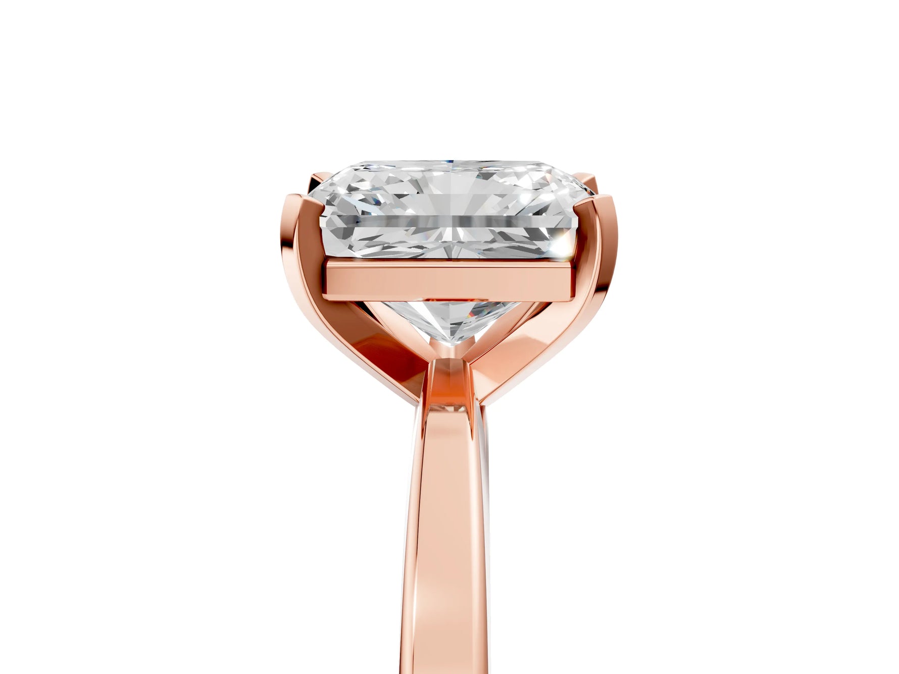 Radiant Cut Diamond Solitaire Engagement Ring in Rose gold with Prong Setting_17