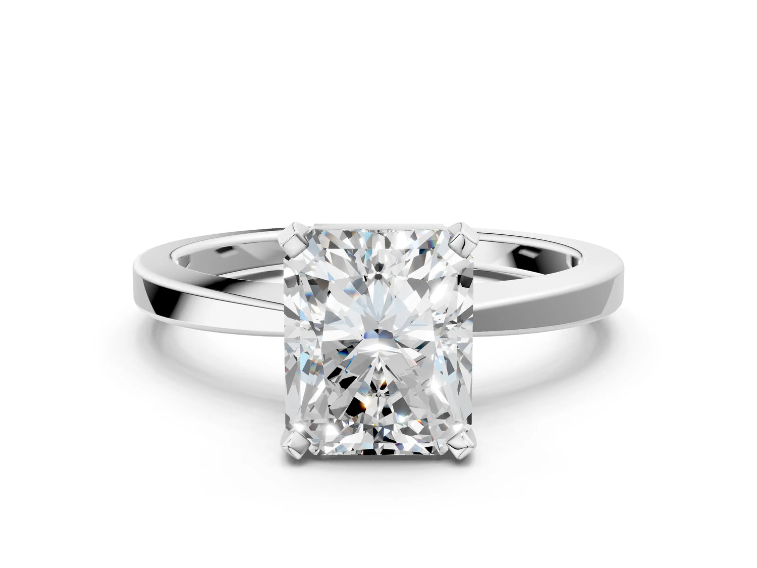 Radiant Cut Diamond Solitaire Engagement Ring in White gold with Prong Setting_12