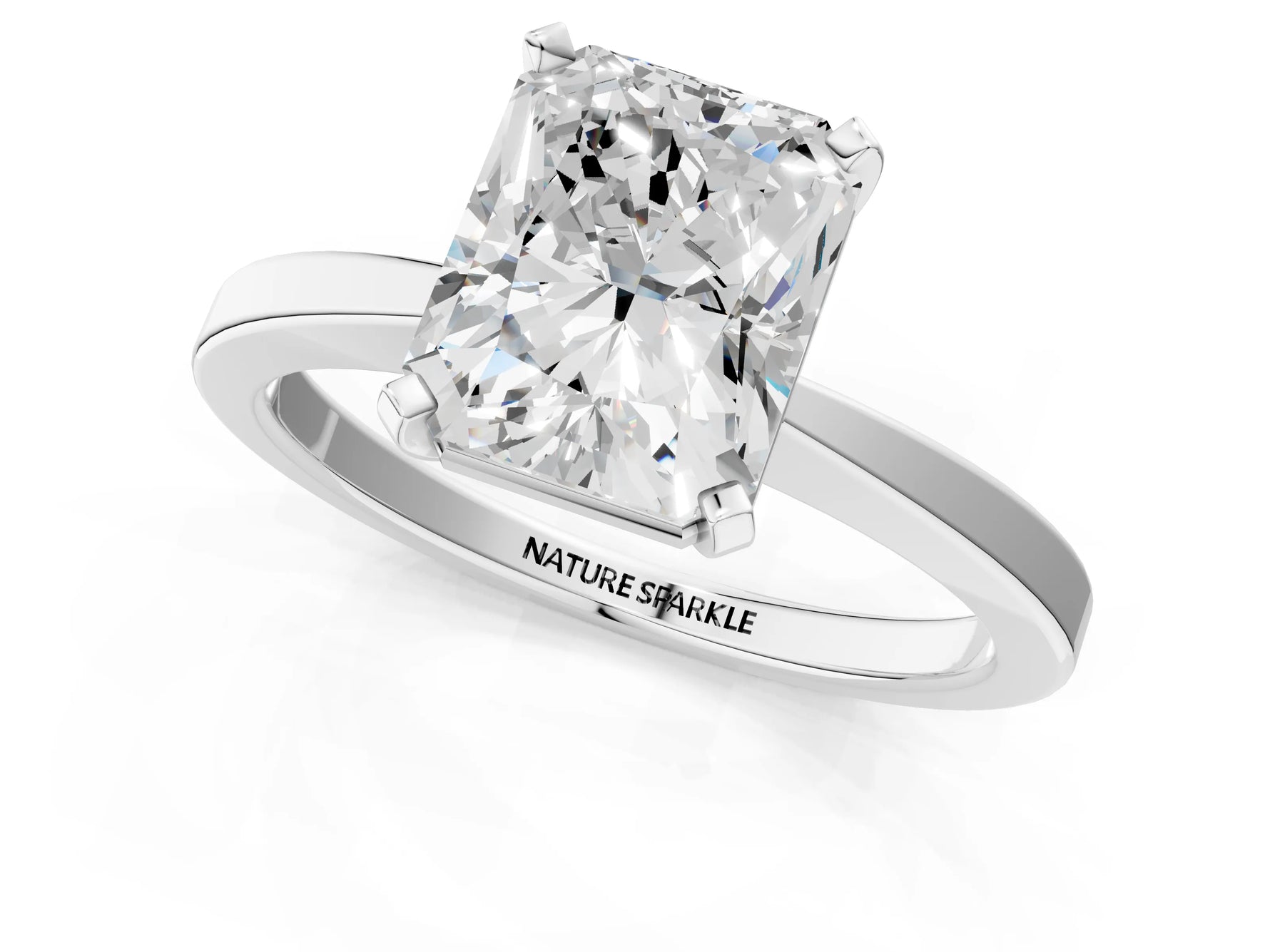 Radiant Cut Diamond Solitaire Engagement Ring in White gold with Prong Setting_13
