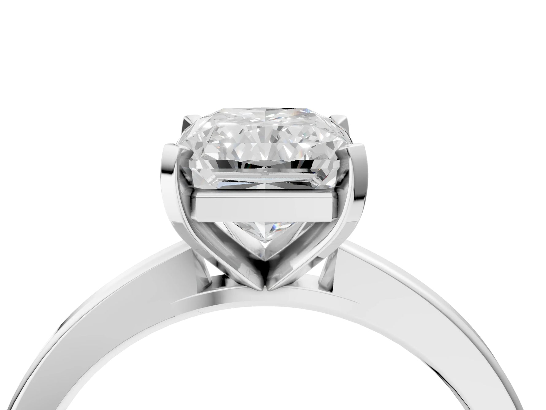 Radiant Cut Diamond Solitaire Engagement Ring in White gold with Prong Setting_16