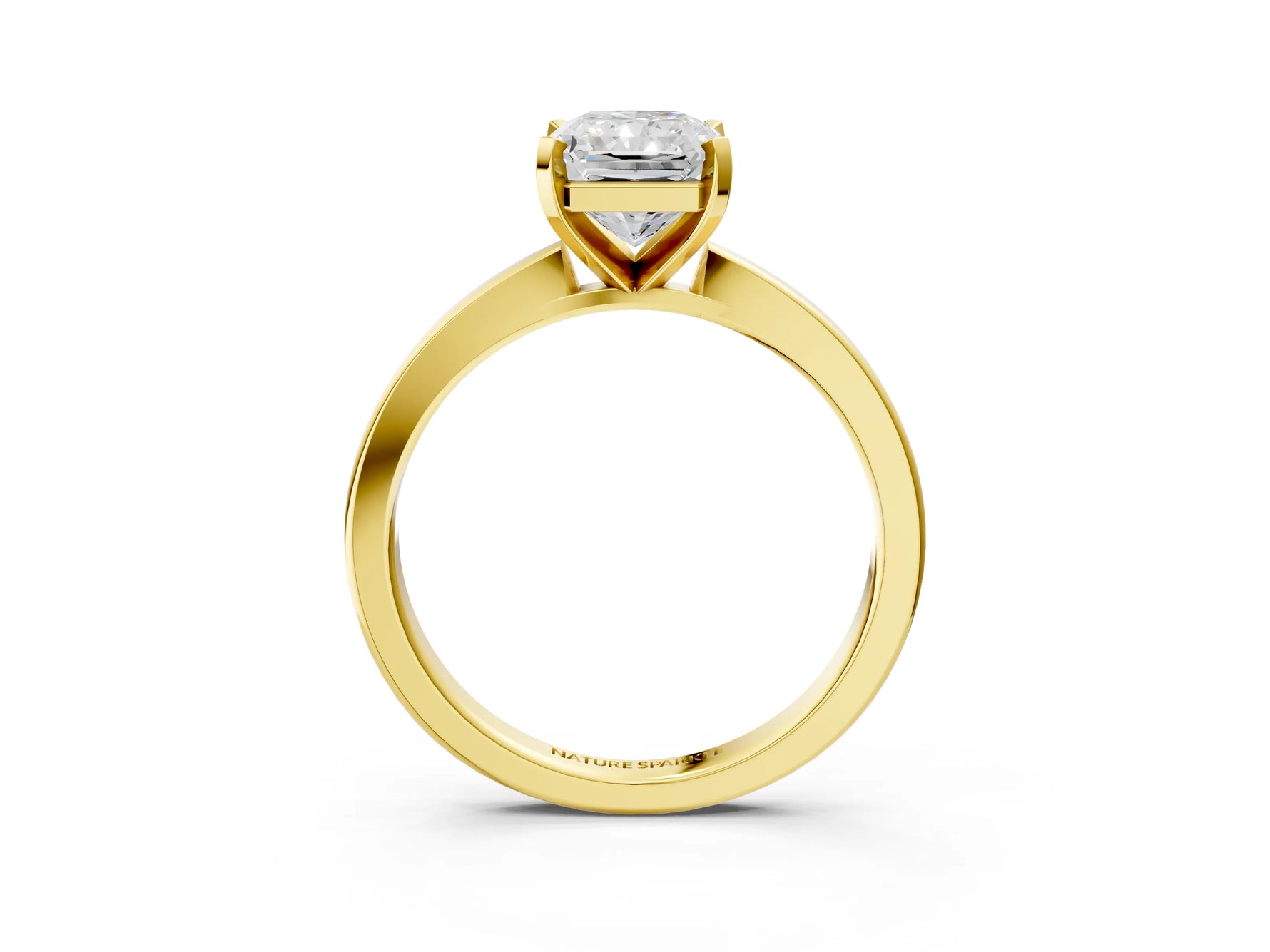 Radiant Cut Diamond Solitaire Engagement Ring in Yellow gold with Prong Setting_15