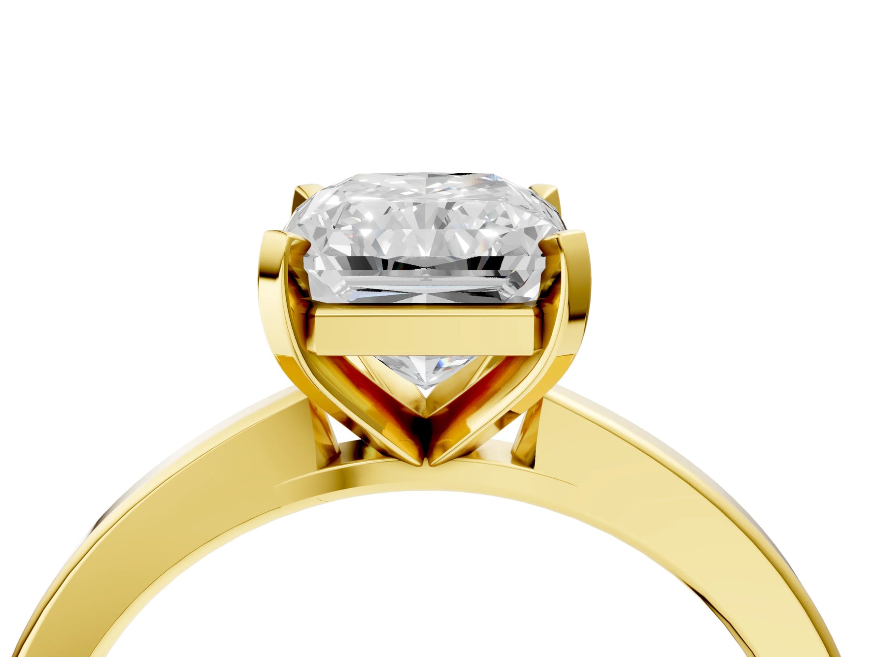 Radiant Cut Diamond Solitaire Engagement Ring in Yellow gold with Prong Setting_16