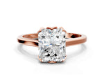 Radiant Cut Diamond Solitaire Ring in Rose gold with Flower Prong Setting_18