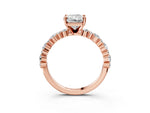 Radiant Cut Diamond Solitaire Ring in Rose gold with Pear and Round Cluster Band_15
