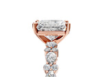 Radiant Cut Diamond Solitaire Ring in Rose gold with Pear and Round Cluster Band_17