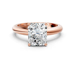 Radiant Cut Diamond Solitaire Ring in Rose gold with Prong Setting and Rounded Band_12