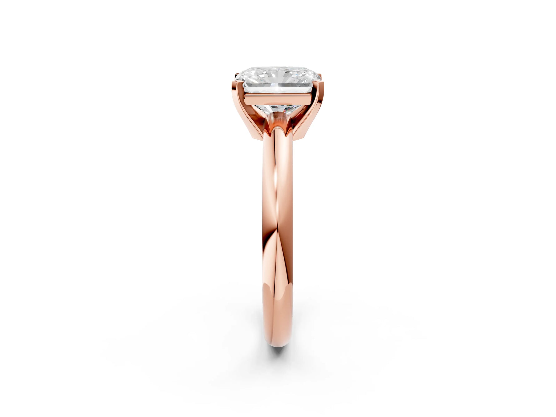 Radiant Cut Diamond Solitaire Ring in Rose gold with Prong Setting and Rounded Band_14