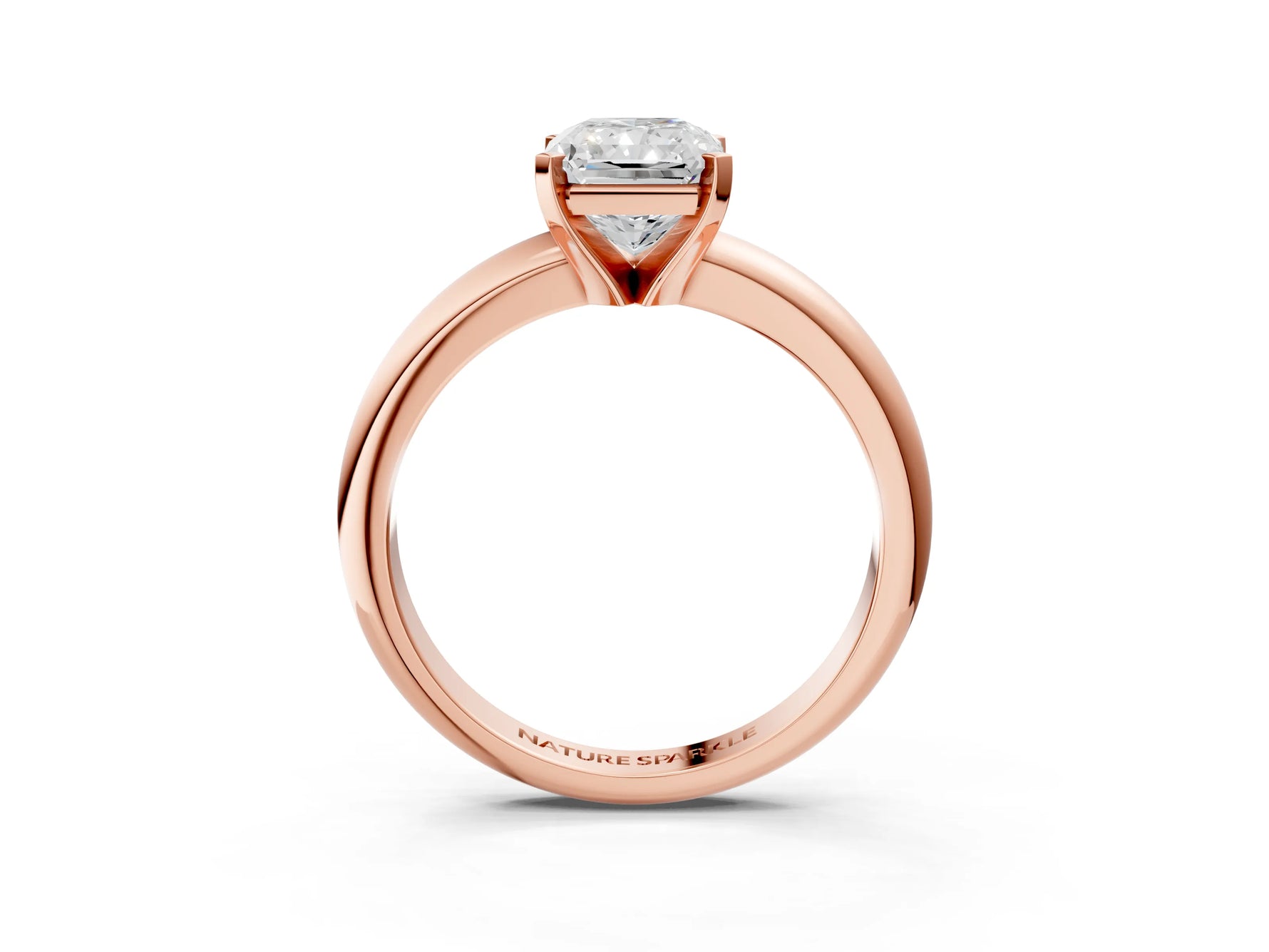 Radiant Cut Diamond Solitaire Ring in Rose gold with Prong Setting and Rounded Band_15