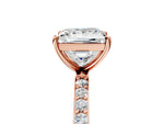 Radiant Cut Diamond Solitaire Ring in Rose gold with Round Pavé Band_11