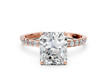 Radiant Cut Diamond Solitaire Ring in Rose gold with Round Pavé Band_42