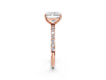 Radiant Cut Diamond Solitaire Ring in Rose gold with Round Pavé Band_44