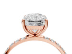 Radiant Cut Diamond Solitaire Ring in Rose gold with Round Pavé Band_46