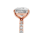 Radiant Cut Diamond Solitaire Ring in Rose gold with Round Pavé Band_47