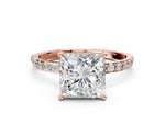 Radiant Cut Diamond Solitaire Ring in Rose gold with Round Pavé Band_6