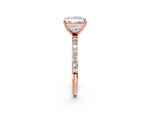 Radiant Cut Diamond Solitaire Ring in Rose gold with Round Pavé Band_8