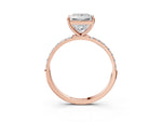Radiant Cut Diamond Solitaire Ring in Rose gold with Round Pavé Band_9