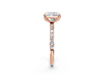 Radiant Cut Diamond Solitaire Ring in Rose gold with Round Shared Prong Pavé Band_20