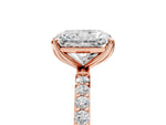 Radiant Cut Diamond Solitaire Ring in Rose gold with Round Shared Prong Pavé Band_23