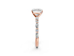 Radiant Cut Diamond Solitaire Ring in Rose gold with Shared Prong Marquise and Round Side Stones_14