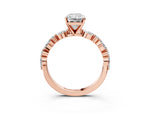 Radiant Cut Diamond Solitaire Ring in Rose gold with Shared Prong Marquise and Round Side Stones_15