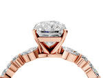 Radiant Cut Diamond Solitaire Ring in Rose gold with Shared Prong Marquise and Round Side Stones_16