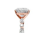 Radiant Cut Diamond Solitaire Ring in Rose gold with Shared Prong Marquise and Round Side Stones_17