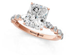 Radiant Cut Diamond Solitaire Ring in Rose gold with Shared Prong Marquise and Round Side Stones_37
