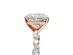 Radiant Cut Diamond Solitaire Ring in Rose gold with Shared Prong Marquise and Round Side Stones_41