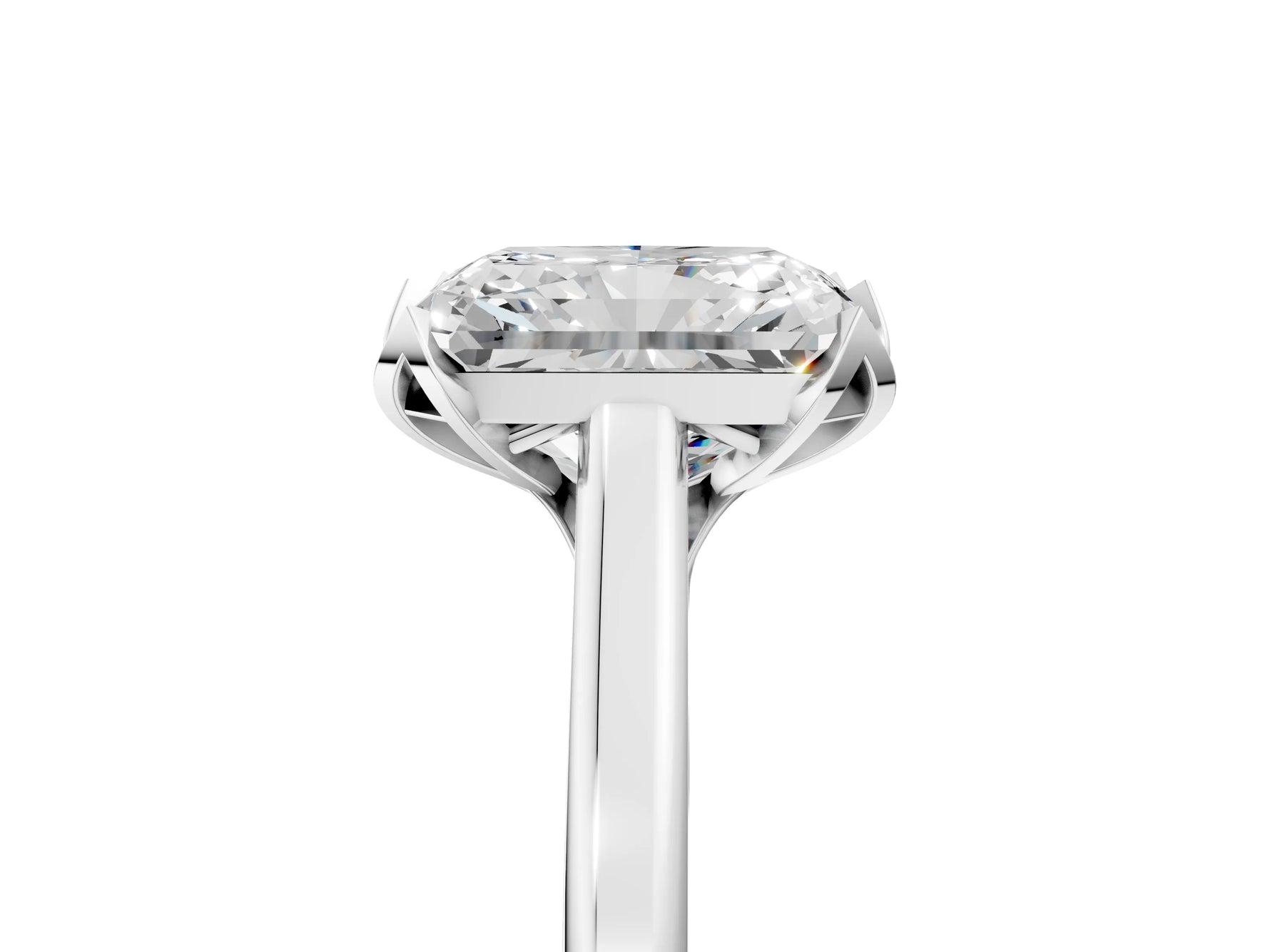 Radiant Cut Diamond Solitaire Ring in White gold with Flower Prong Setting_11