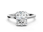 Radiant Cut Diamond Solitaire Ring in White gold with Flower Prong Setting_6