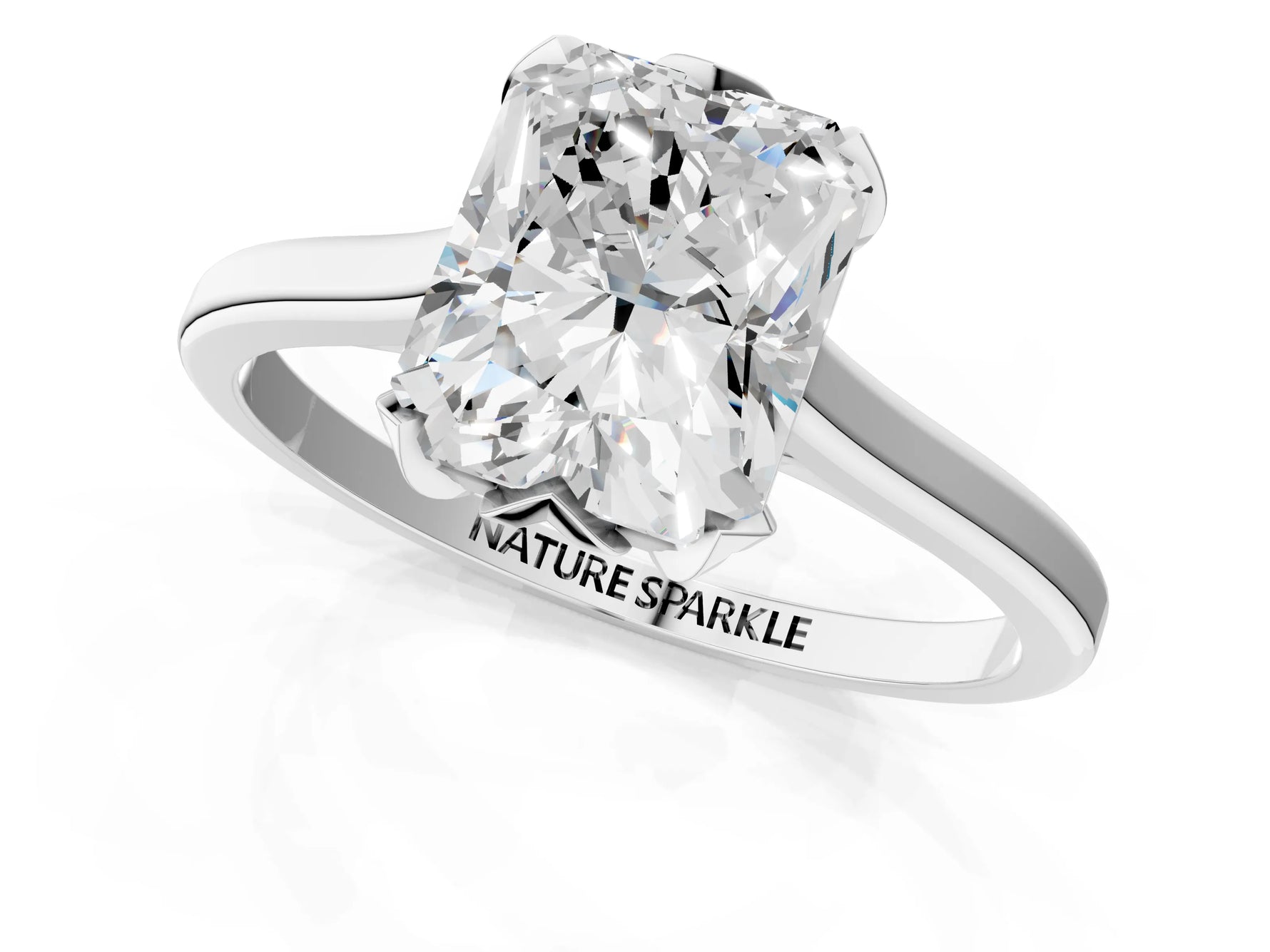 Radiant Cut Diamond Solitaire Ring in White gold with Flower Prong Setting_7