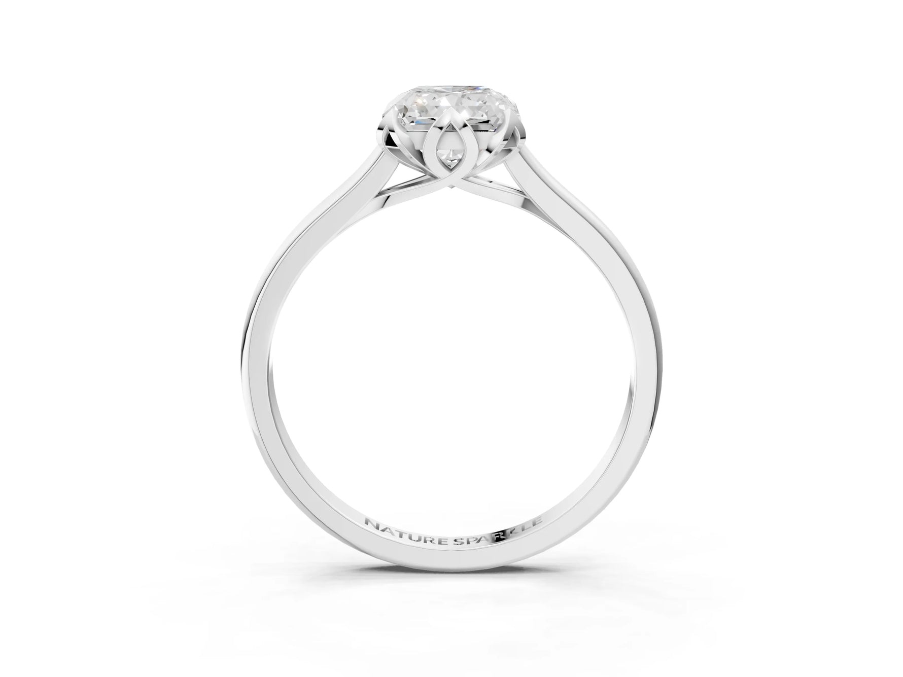 Radiant Cut Diamond Solitaire Ring in White gold with Flower Prong Setting_9