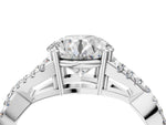 Radiant Cut Diamond Solitaire Ring in White gold with Interwoven Pavé Band and Prong Setting_22